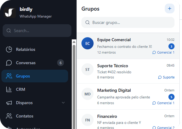 Organize seus atendimentos em grupos inteligentes